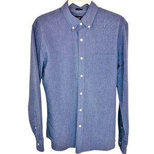 J Crew Button Down Shirt Mens Medium Slim Fit Blue Micro Check Business Casual
